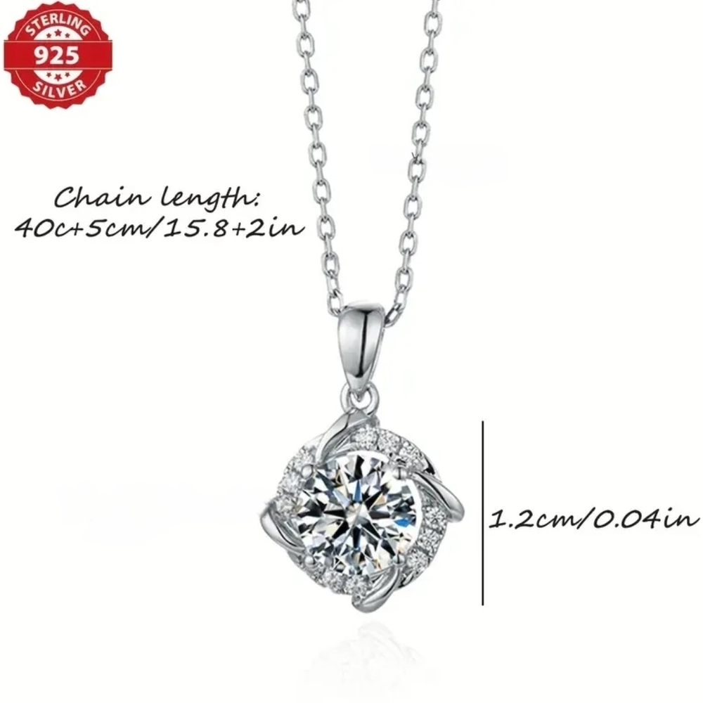 1 Carat Windmill Moissanite Sterling Silver Pendant Necklace - Picture 3 of 7